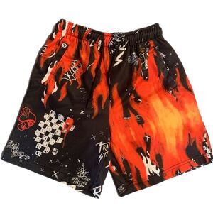 REASON shorts black red orange flames Boy’s M.